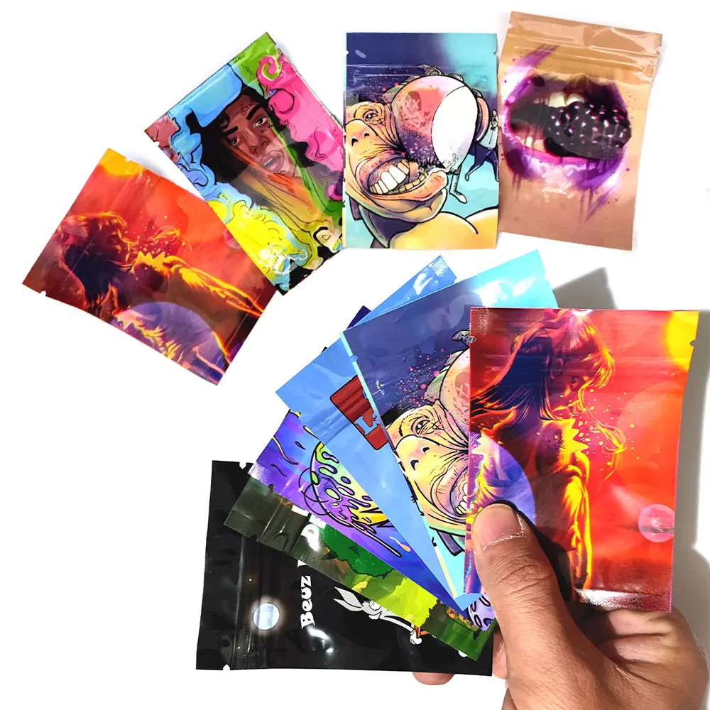 200 pcs Foil Plastic Bags Baggie Pouch Waterproof Jewelry Coffee Bean Candy 7x10M Portable Ziplock Storage Bag Various Patterns