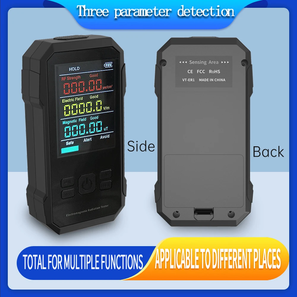 Radiation Detector EMF Meter Tester KKMOON Electromagnetic Radiation Detector Electric Magnetic Field Tester Meter RF Strength Detection Device With Sound Alarm