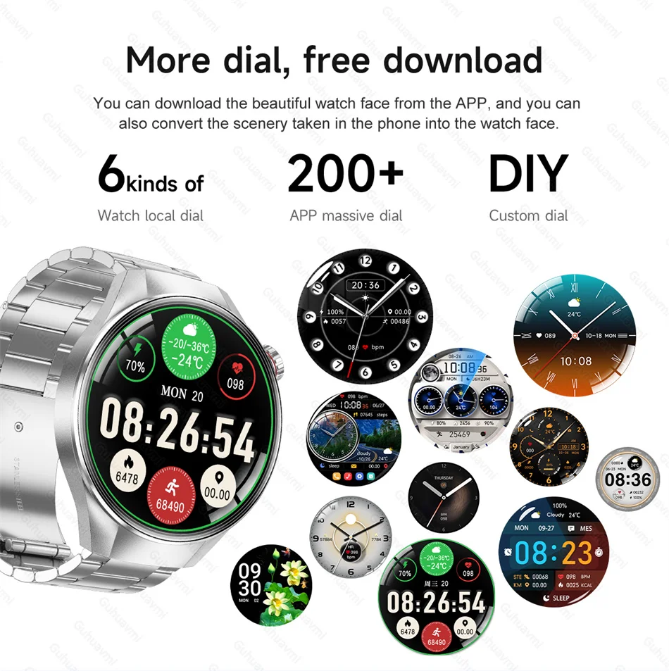 New Bluetooth Call Smart Watch Men For Huawei Xiaomi AMOLED HD Large Screen Heart Rate IP68 Waterproof GPS Sports Smart Watch 4