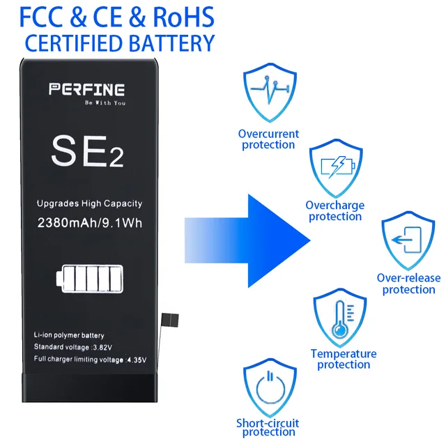 Batterie Haute Capacité 4500mAh Pour IPhone SE (2020, 2ème Gén) Modèles A2275, A2296, A2298 - Avec Kit D'outils De Remplacement