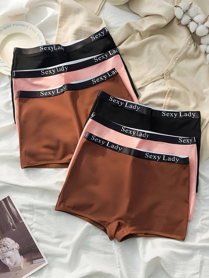 Solid color, pure cotton, sexy lady belt, women's underwear, women's boxer pants, 6-piece mixed color