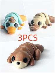 Set of 3D Printed Articulated Platypus and Otter Figurines - Unique Decorative Pieces (3Pcs All)