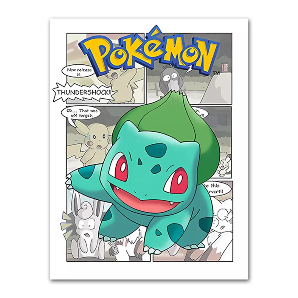 ポケモンポスター52cm×71cm Pokemon漫画のポスター、pikachu、魔法のカエル、種、充電器