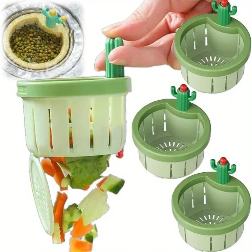 1/3pcs Cactus Sink Drain Strainer Press Automatic Dumping Basket Multi-functional Use Filter Net for Tub Kitchen Waste Collector