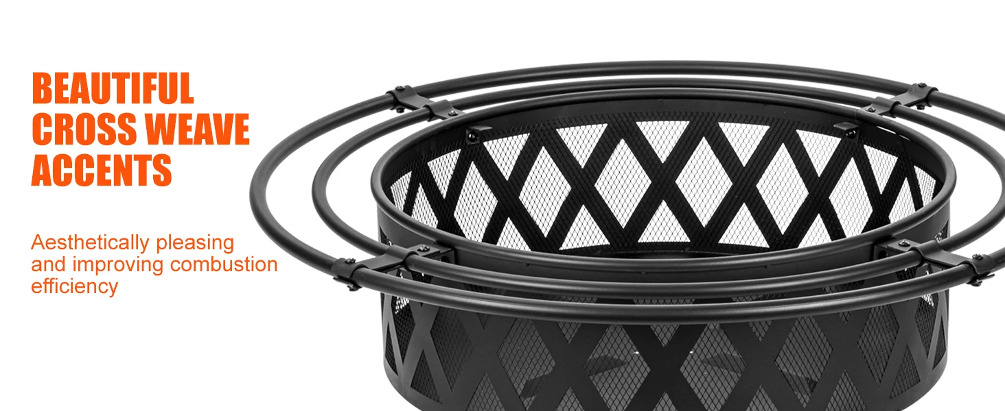 36 Inch Wood Burning Fire Pit with 2 Loops