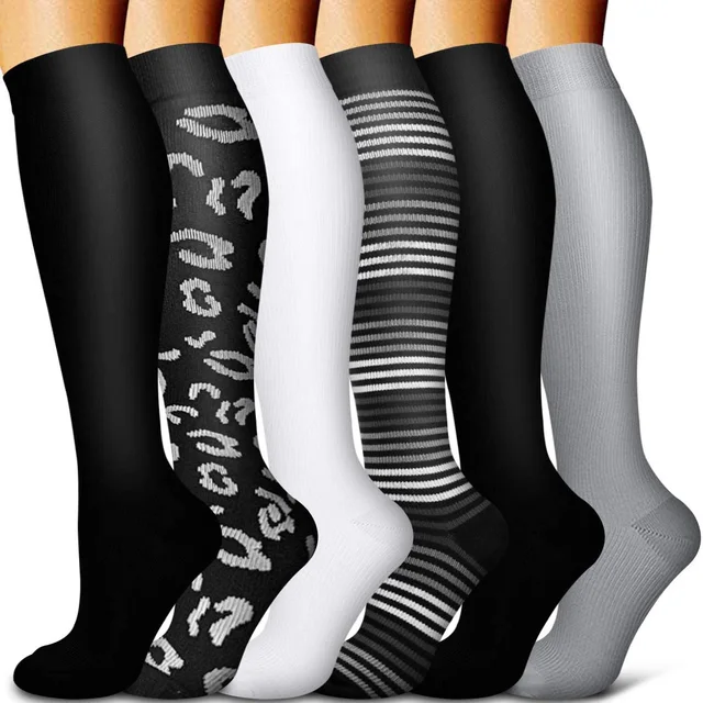 5/6 Pairs Men and Women Compression Socks Circulation Recovery Varicose Veins Nursing Travel Running Hiking Sports Socks 6 pairs-YY010