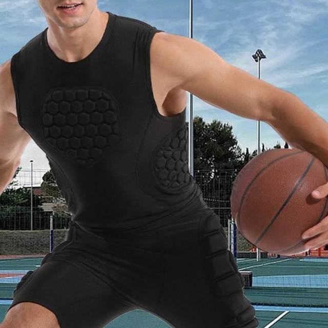 Mens Padded Compression Shirt Comfortable Sleeveless Breathable Chest Protector