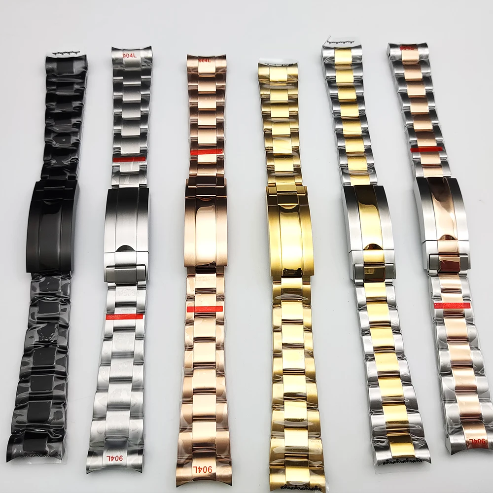 

21mm 20mm Watch Accessories Band Universal All Brands 904L Solid Stainless Steel Fine Turning Safety Buckle Wristwatch Strap