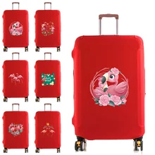 Luggage Protective Cover Travel Suitcase Elastic Dust Cases for 18-28 Inches Flamingo Pattern Trolley Case Travel Accessories tanie tanio CN (pochodzenie) Elastyczna tkanina AKCESORIA PODRÓŻNE POKROWIEC NA BAGAŻ litera CN(Origin) Luggage Cover Stretch Fabric
