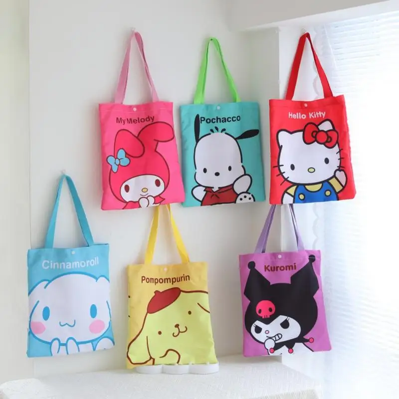 

Sanrio Hellokitty Mymelody Kuromi Purin Cinnamoroll модная трендовая мультяшная большая Холщовая Сумка Для Покупок Сумка через плечо Сумка для документов