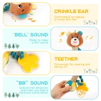 Hochets pour bébé, Animal en peluche doux, poignée, jouets pour bébé, Shaker froissé, grinçant, accessoires de voyage sensoriels, cadeaux pour tout-petits 3