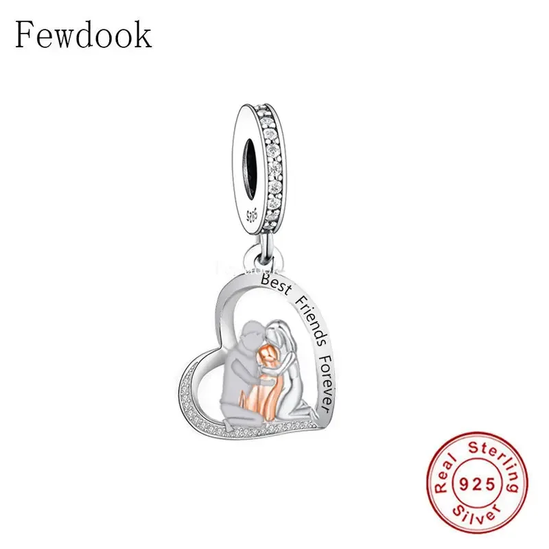 Fit Original Pan Charm Bracelet 925 Silver Moon Angel Dog Pendant Bead For Making Women Memory of My Best Friend Berloque 2023 5
