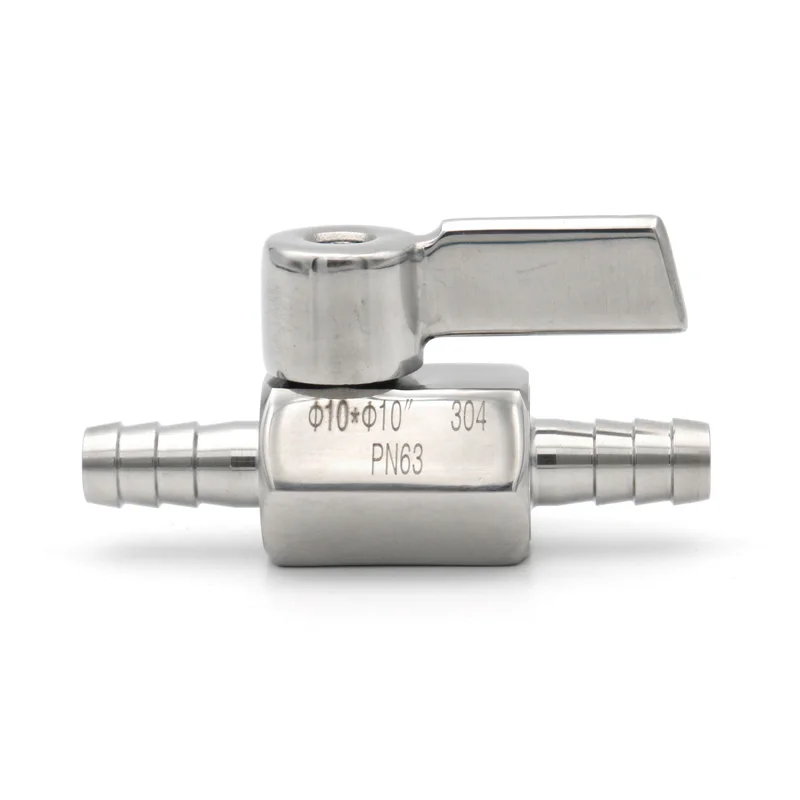 Sanitary Stainless Steel 304 Mini Ball Valve 7mm 8mm 10mm 12mm Hose Barb Homebrew 2 Way Gas Water Oil