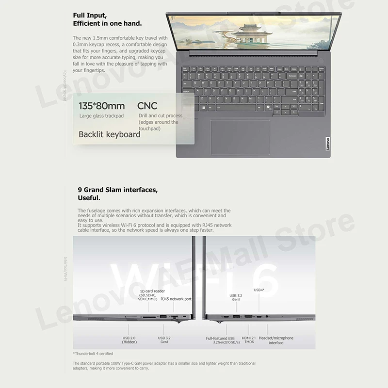 레노버 씽크북 16 + 2024 노트북, R7 8845H 780M, AMD 16GB, 32GB RAM, 1TB SSD, 16 인치, 2.5K, 120Hz 스크린, 노트북 컴퓨터, 신제품 PC