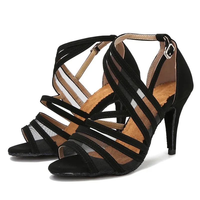 

Black Latin Dance Shoes Female Adult Summer Sandals Mesh Breathable Dance Shoes Stiletto Soft Bottom Women Rumba 2023