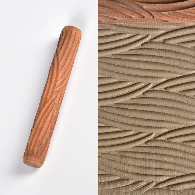 Description Picture 6 of item1PC Ceramic Tool Wooden Carving Pottery Wood Texture Mud Roller Embossed Rod DIY Sculpture Modeling Clay Mold Craft Tool
