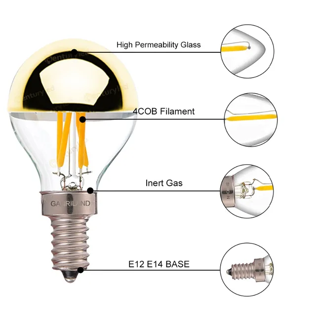 E14 LED Filament Lampe Atlas T25 gold 2,5W 1800K dimmbar