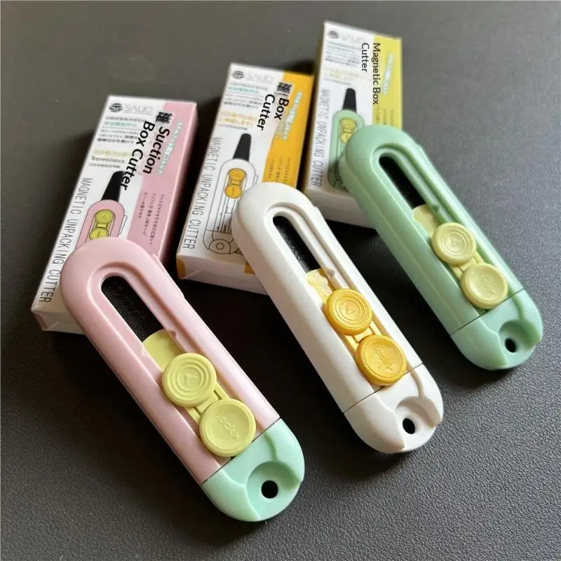 1Pcs 미니 휴대용 상자 오프너 자기 흡입 유틸리티 나이프 편지 오프너 종이 커터 홈 오피스 용품