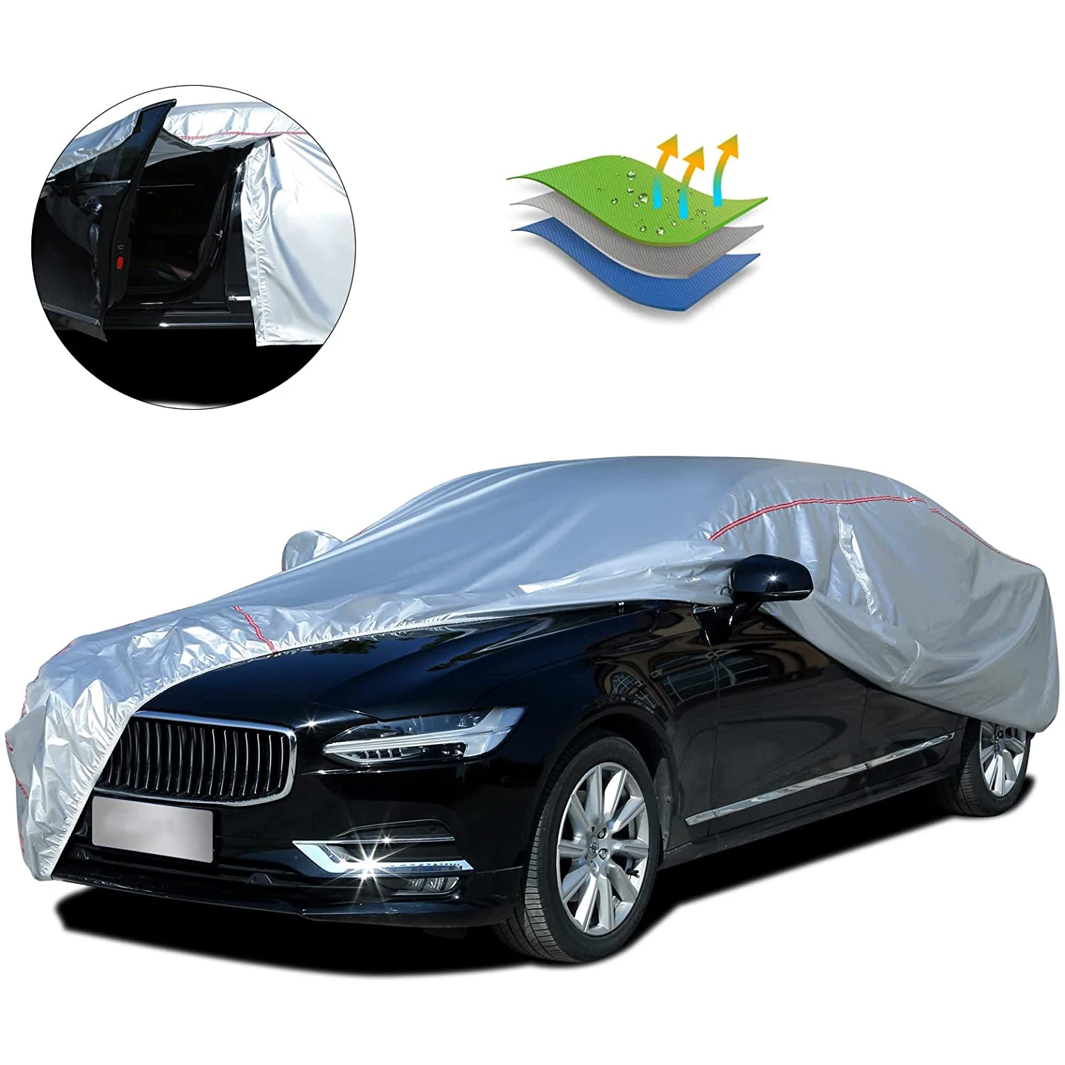 

190T Universal Car Covers Outdoor Sun Protection Dustproof Rainproof Snow Protection For Renault Clio Captur Kadjar Silver