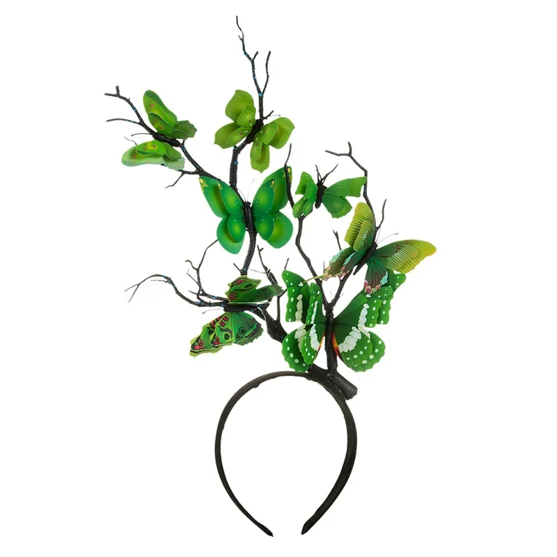 Adult Kids Deer Antler Butterfly Crown Headbands Tree Branches Hairband Forest Goddess Headdress navidad Wedding Festival