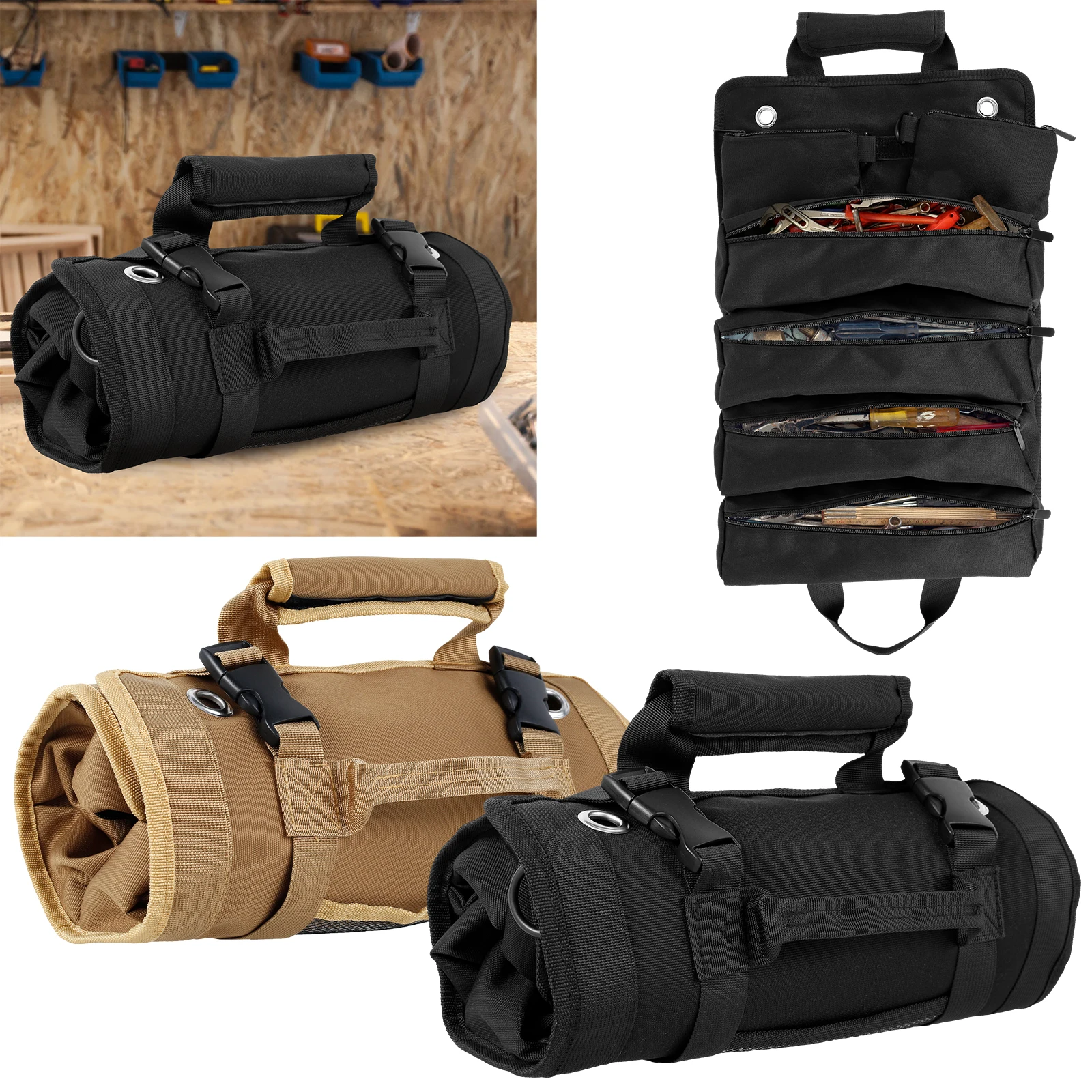 

Portable Tool Roll Bag Pouch Wrench Screwdriver Pliers Roll Bag Case Canvas Roll Tool Bag Organizer Tools Storage Bag Case