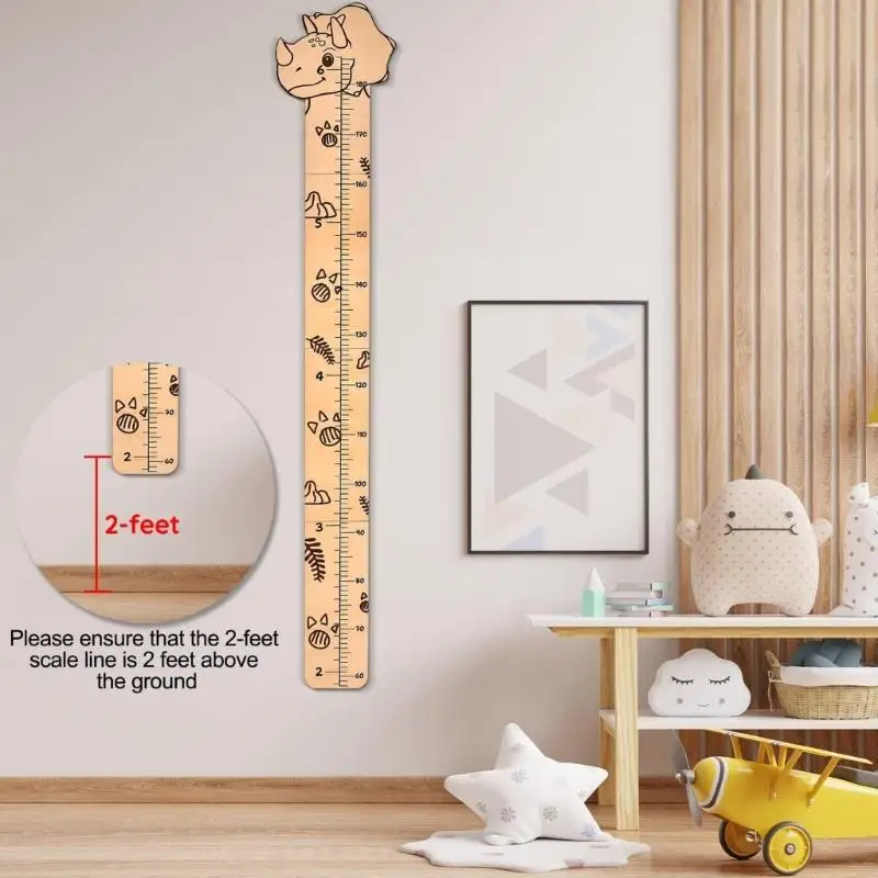 Cartoon Giraffe Growth Chart Wall Sticker for Kids Room Decoration Height Measurement Ruler Decal for Nurseries and Home