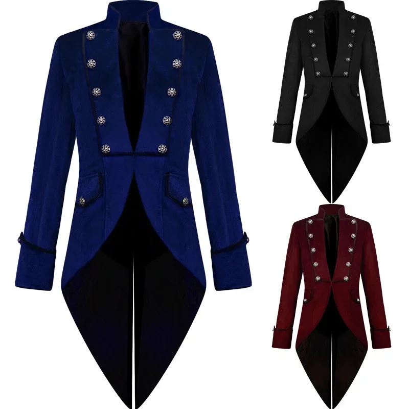 

European And American Medieval Vintage Gold Wire Long Velvet Tuxedo