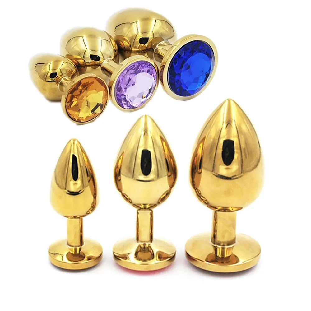 3PCS a Set Diamond Anal Butt Plug Metal Round Anal Plug with Diamond Anal Butt Training Plugs For Women Men Couple Adult Sex toy — view 4