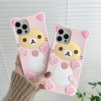 3D Cartoon Kawaii Rilakkuma Bear Soft Silicon Case For iPhone 17 16 15 14 13 12 Mini 11 Pro X XS Max XR 6 6S 7 8 Plus SE Cover 1