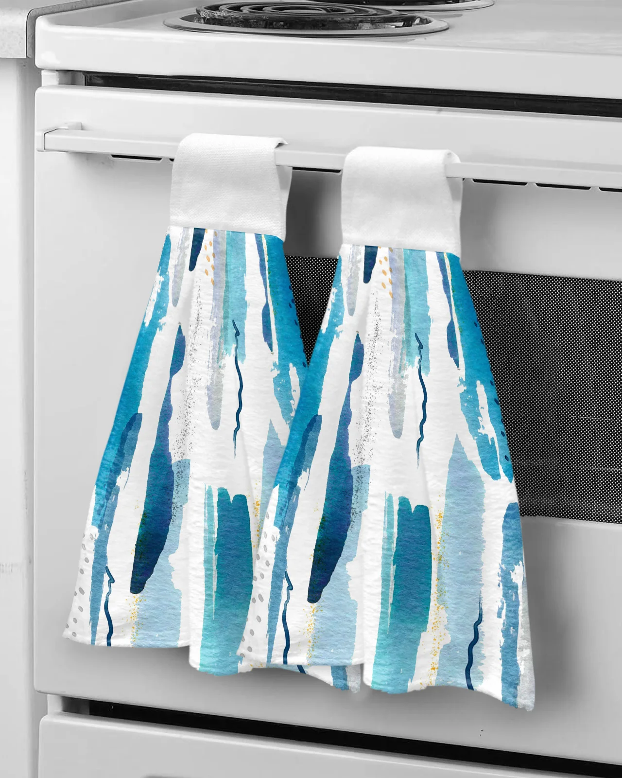 

Blue Color Watercolor Kitchen Towel Bathroom Absorbent Soft Children's Hand Towel Table Cleaning Cloth