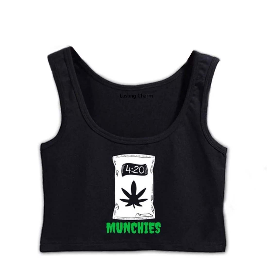 

Munchies Funny 420 Weeds Stoner Graphic Print Crop Top