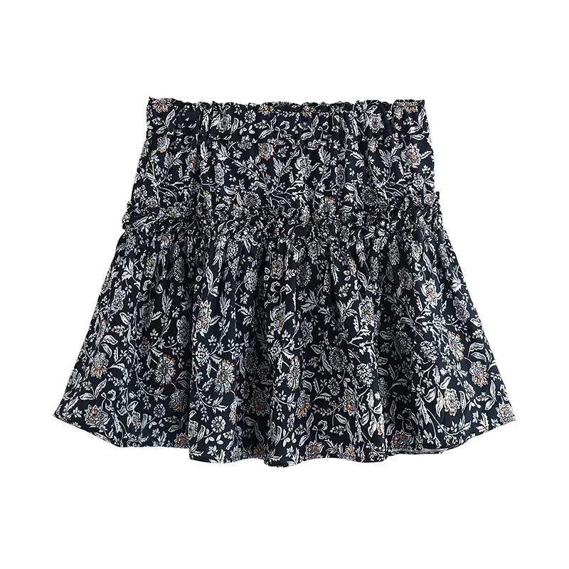 

Женская винтажная мини-юбка с цветочным принтом и высокой талией