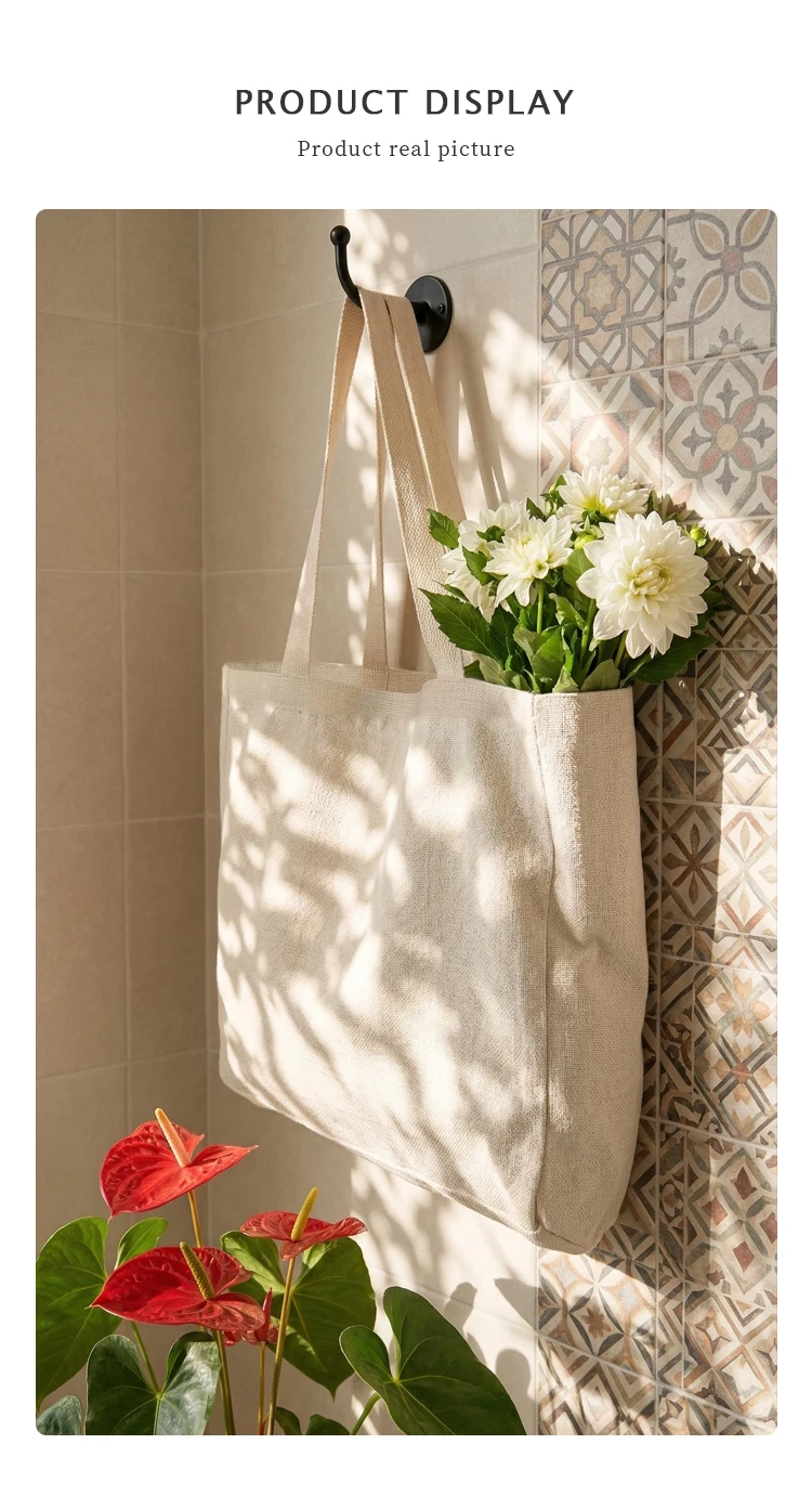 10pcs 승화 토트 백 블랭크 대형 코튼 린넨 재사용 가능한 쇼핑백 디자이너 공예품을위한 DIY 맞춤형 세탁 가능한 핸드백