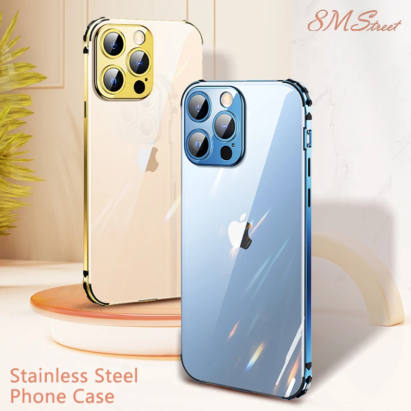 Metal Case Iphone 13 Pro Case Metal Iphone 12 Promax Stainless Steel Phone Cover Mobile