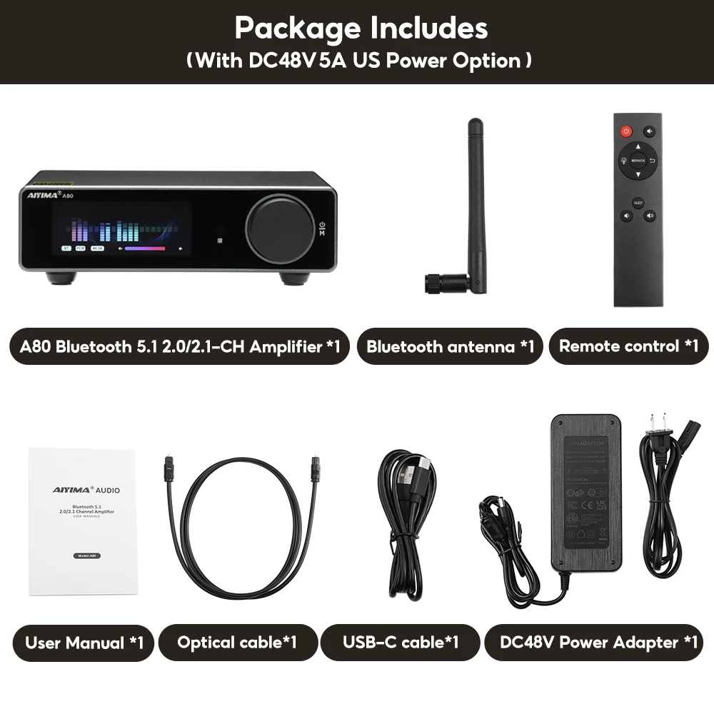 T183 AIYIMA A80 TPA3255デコードアンプHIFI Amazon.com: AIYIMA A80 Bluetooth Amplifier DAC Stereo HiFi