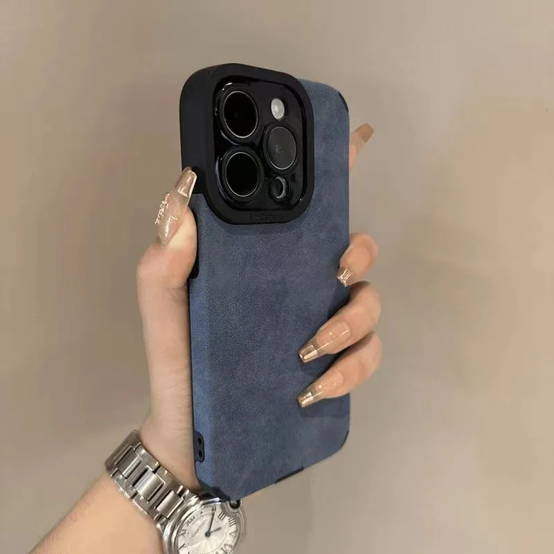 Luxury Matte Leather Silicone Phone Case For iPhone 17 16 thumbnail 1
