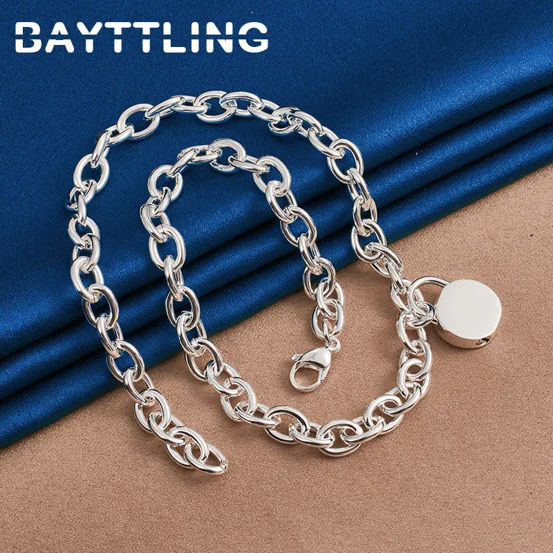 Luxe 925 Sterling Zilveren Vrouwen 18 Inch Massief Ronde Hanger Ketting Voor Mode Sieraden Bruiloft Verlovingsaccessoires