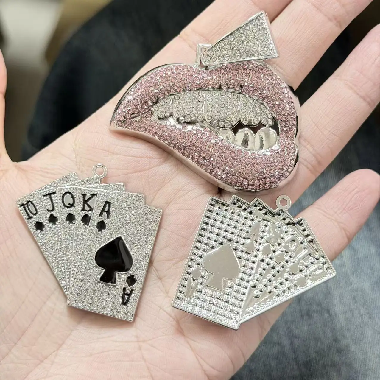 Luxury Bling Diamond Metal Lip-Inspired Phone and Tablet Case Charm Pendant