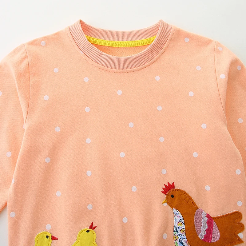 Baby Girls 2025 Autumn Spring Kids Clothes Children's Clothing Cartoon Chicken Chick Sweatshirts Tops Cotton