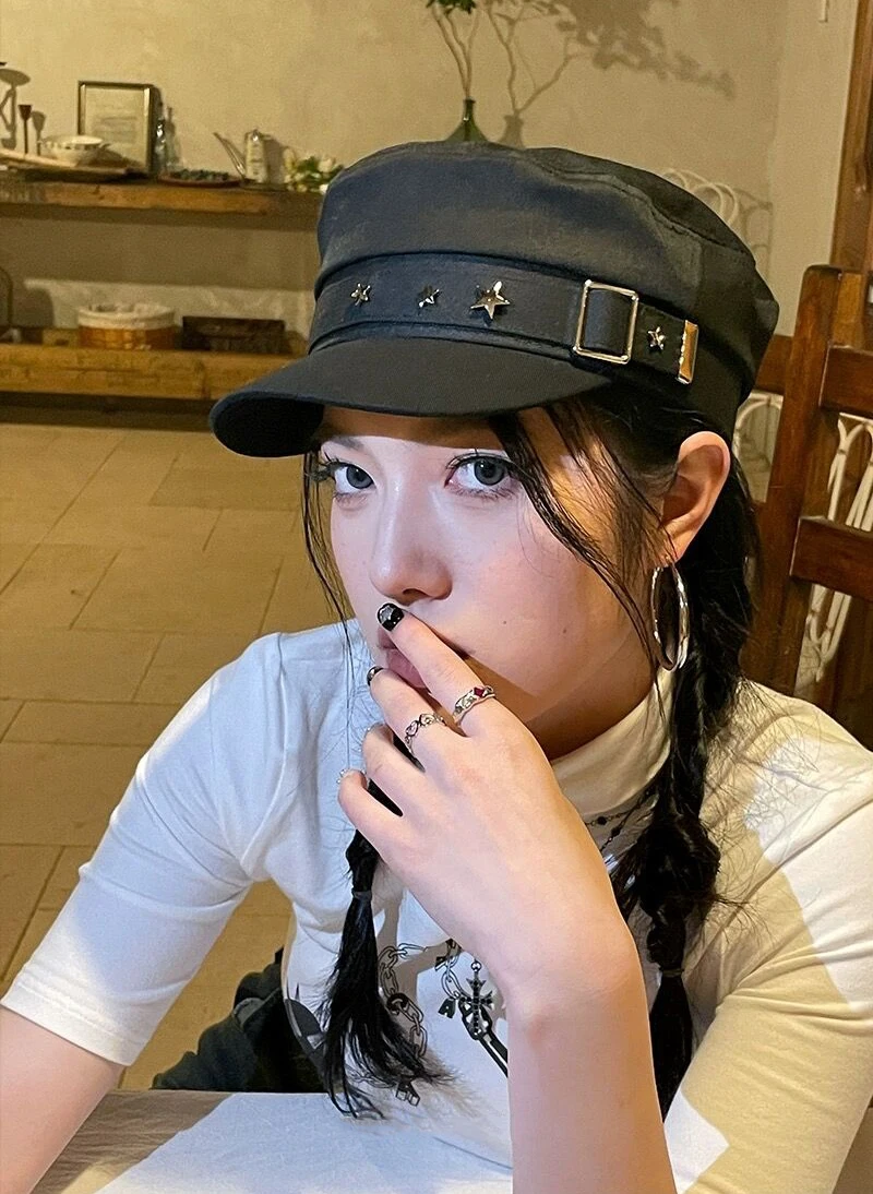 Retro Pittore Donne Nero Stella Cappello Militare Marinaio Capitano Flat Top Caps Primavera Autunno Artista Britannico Giornale Berretti_voghion.com