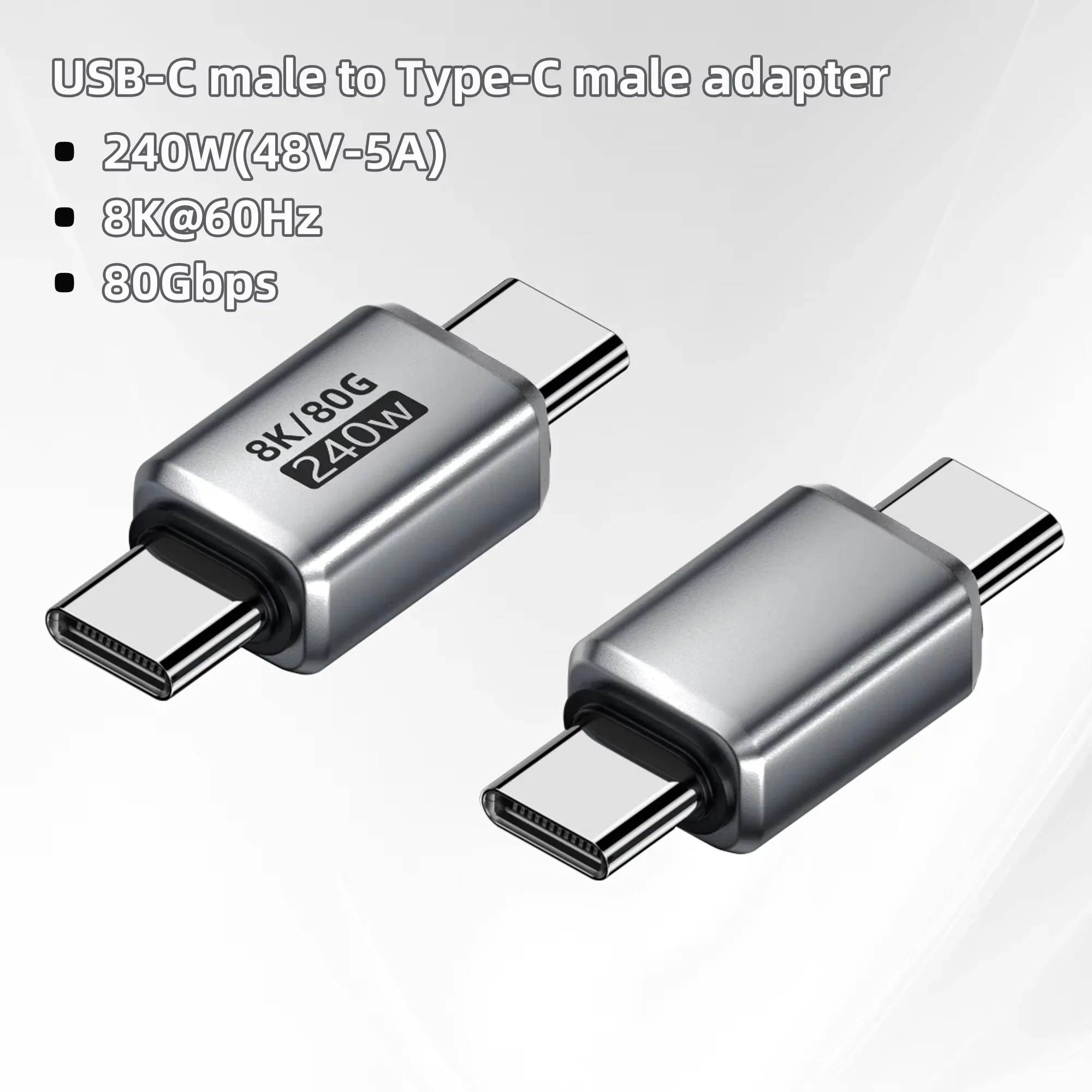 High-Speed USB-C 8K Charger Connector with 240W Power Delivery and 80Gbps Data Transfer Rate