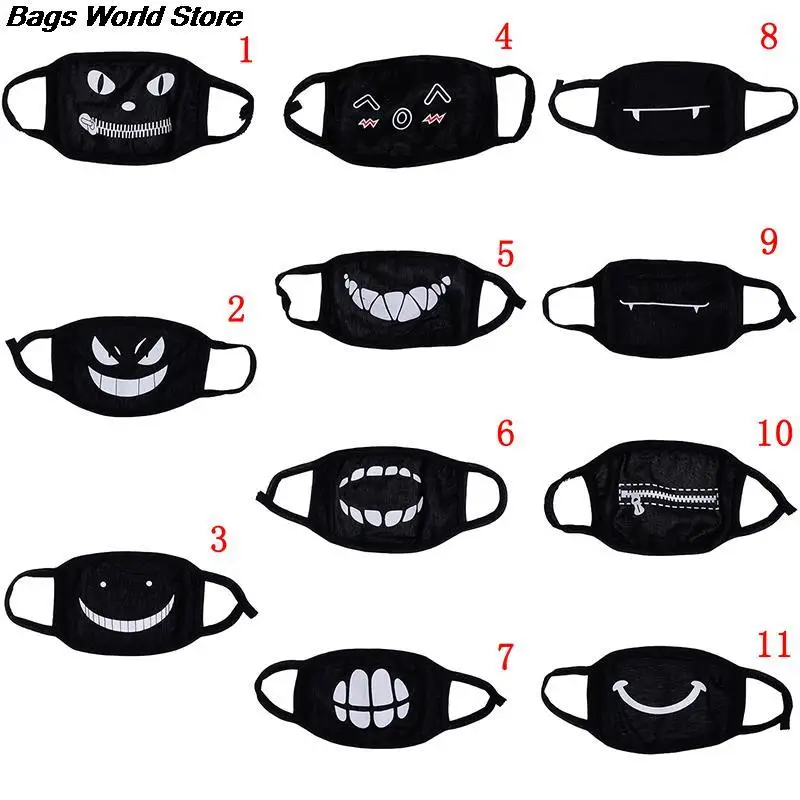 Face Mask 1PC Cotton Anti-Dust Cute Bear Anime Cartoon Mouth teeth Muffle Women Men