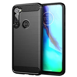 Shockproof Carbon Fiber Textured Silicone Phone Case with Brushed Design for Moto G Pro (Black)