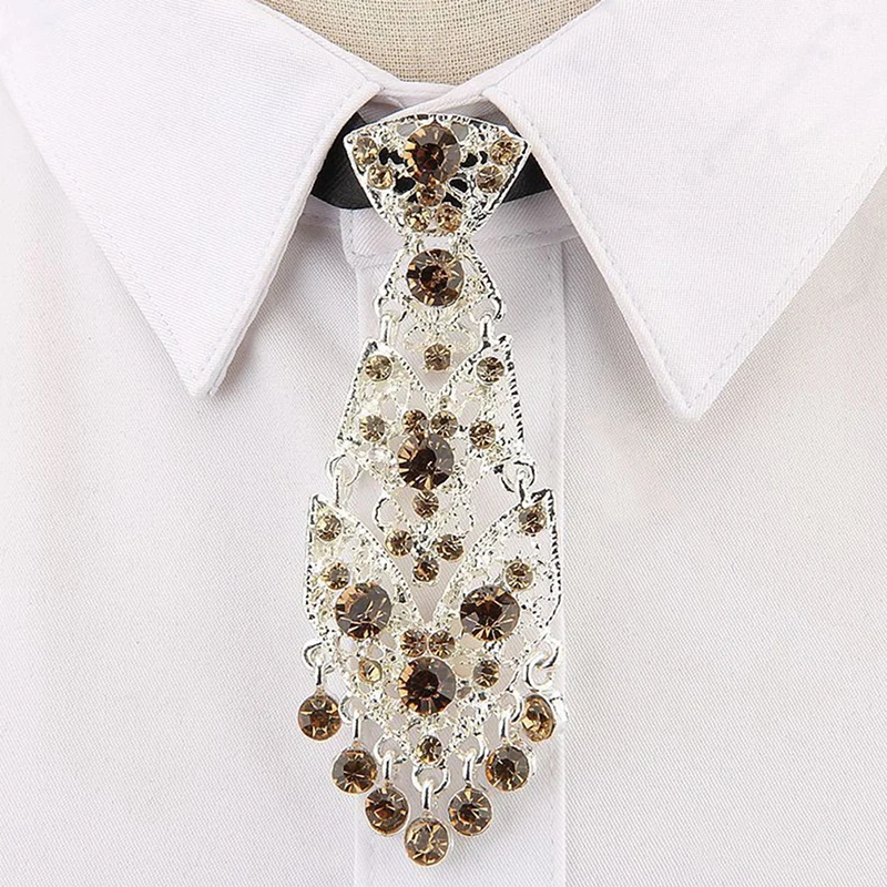 

Fashion Personality Crystal Neckties Trendy General Korean Wine Party Wedding Ceremony Metal Short Luxury Tie Men Accessories