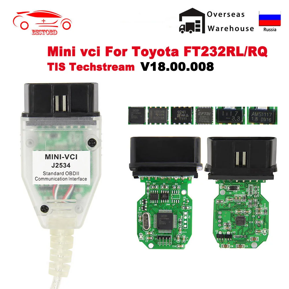 Cabo Diagnóstico Toyota Techstream V18 - Mini VCI J2534 Para Scanner OBD2