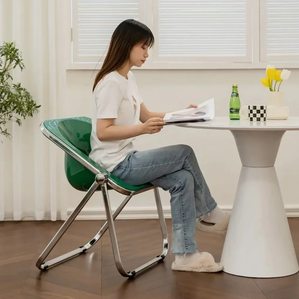 Acrylic Folding Dining Chair Transparent Make Up Balcony Stool Indoor Furniture Coffee Shop
