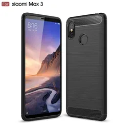 Shockproof Silicone Carbon Fiber Phone Case - Flexible Rubber Protection for Mi Max 3 Pro (Black)