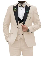 Slim Fit Men Suits Double Groom Formal Business Male Blazer Set Peak Lapel Party Wedding Tuxedo (Jacket+Vest+Pants) 2