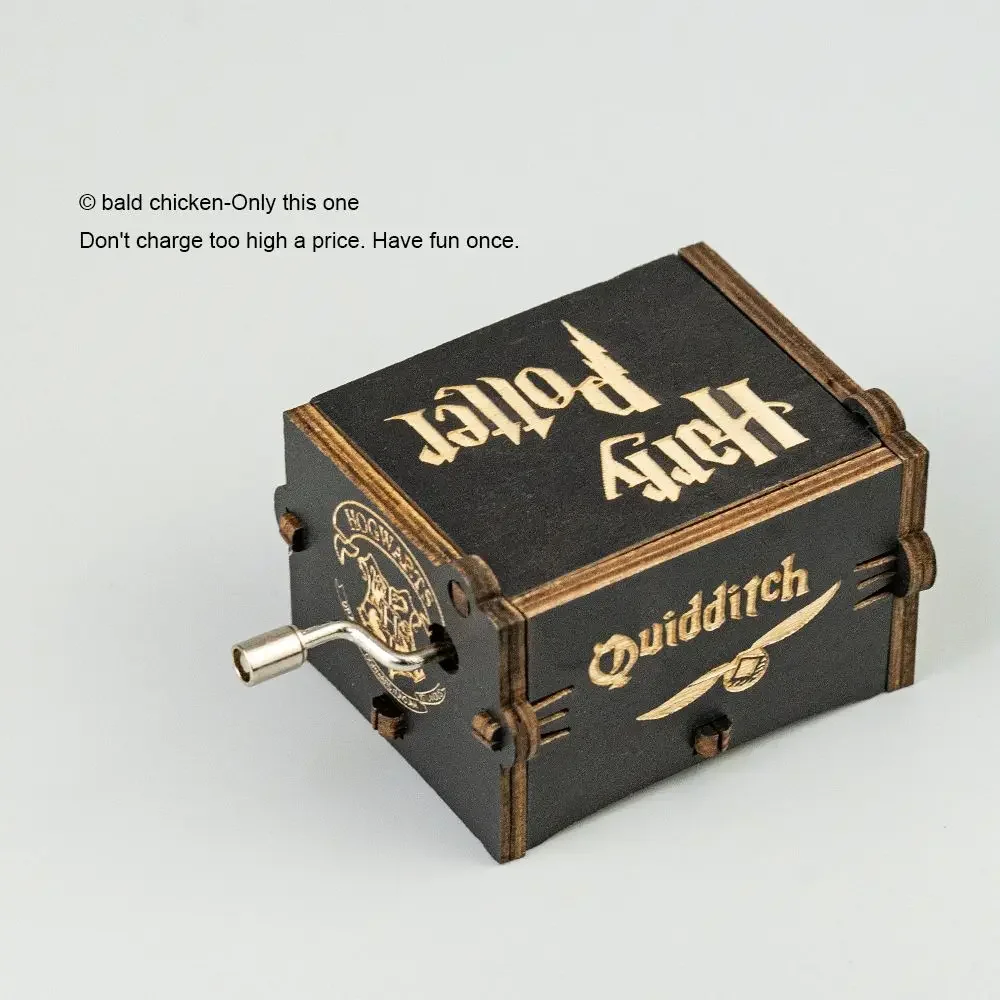 1pc Antique Music Box Wooden Hand-cranked Retro Carved Classic Theme Music Children's Birthday Christmas Gifts Family Decoration