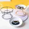 Pet Ceramic Bowl Cat Food Canned Tray with Stand 4